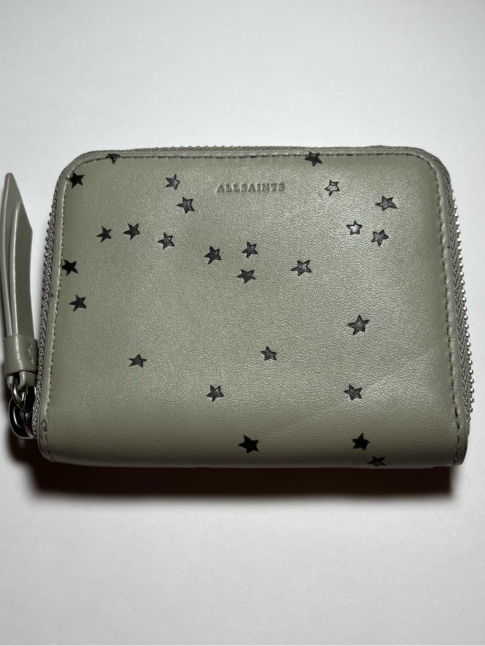 All Saints Gray Star Print Echo Mini Wallet